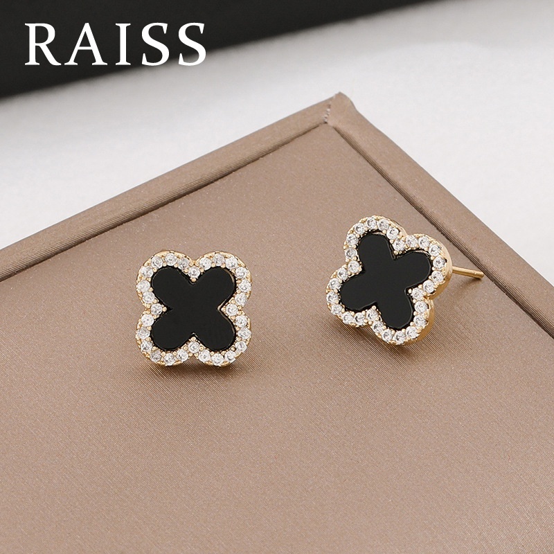 Set Kalung Dan Anting Bentuk Daun Clover Bahan Stainless Steel