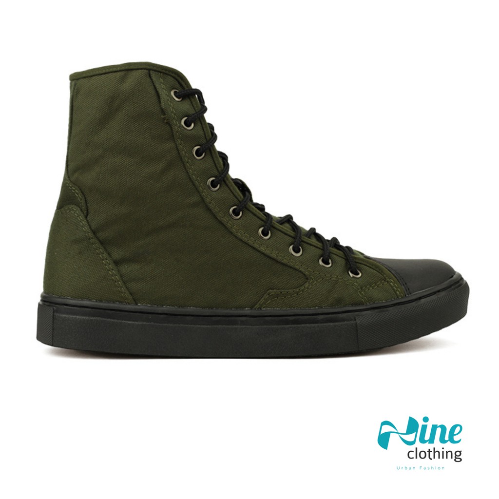 XANDER ARMY - Sepatu Pria Tragen Footwear Sneakers High Canvas Hijau Original Lokal Kerja Kuliah