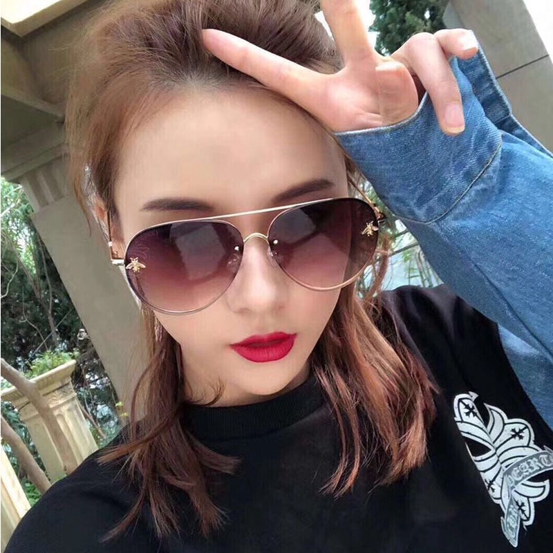 (YUZHU) Bayar di Tempat Korean Design Retro Aviator Besi Frame Kacamata Hitam Wanita/Pria