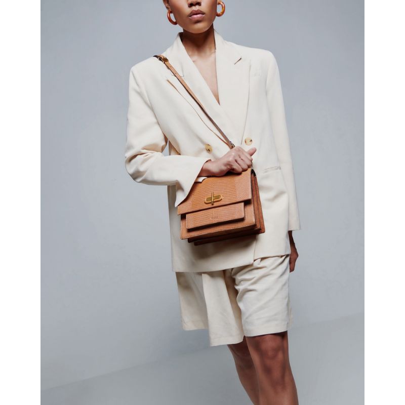 PDRO Lizard-Effect Shoulder Bag