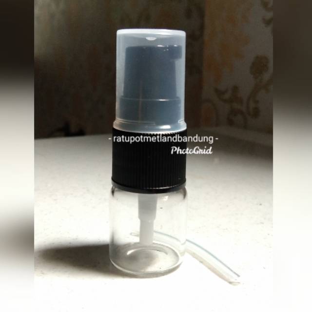 Botol 5 ml kaca bening tipis pump hitam