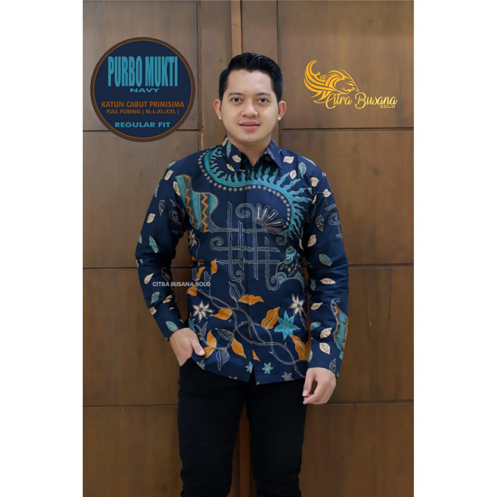 PURBO MUKTI CABUT Kemeja Batik Pria Full Furing Bahan Katun Cabut Primisima