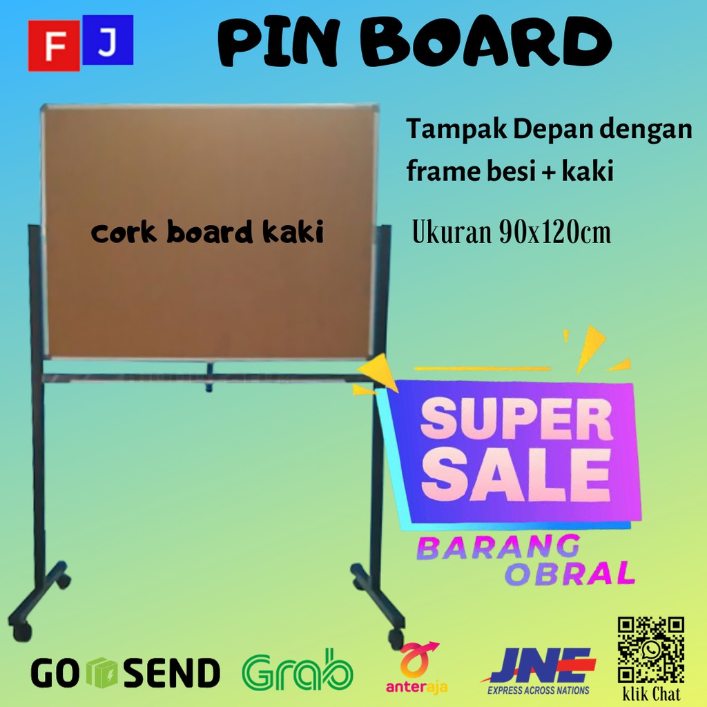 

Papan Pinboard/Softboard SAKANA Dimensi 90x120cm (Corkboard Frame Besi + Kaki)
