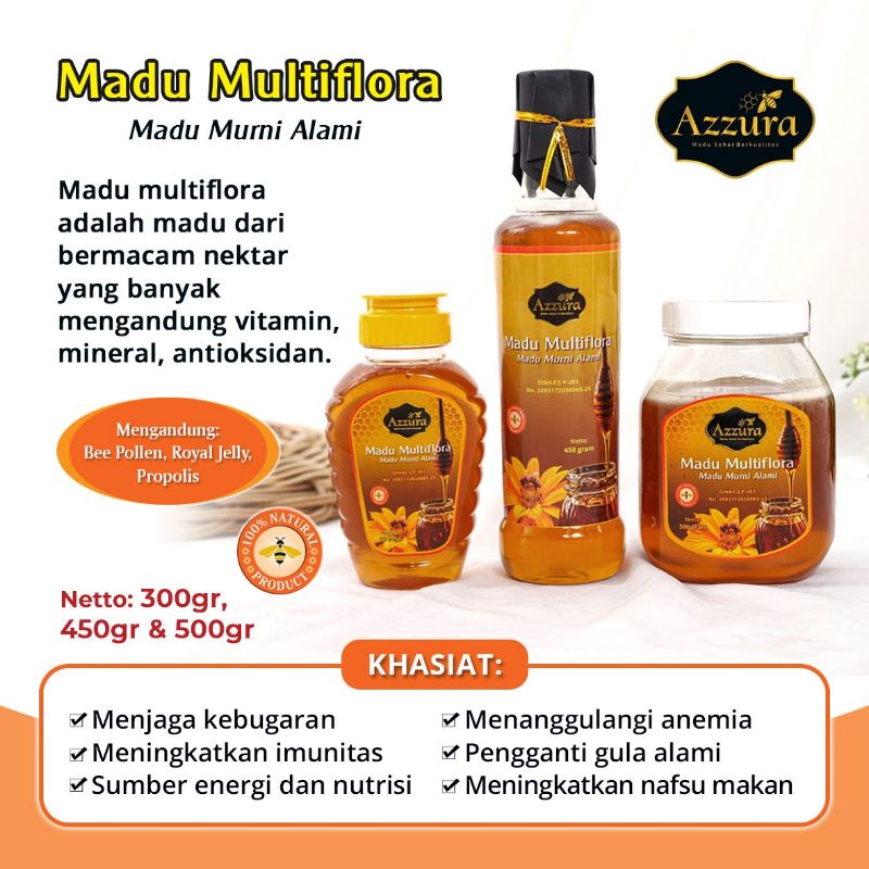 

Madu Murni Multiflora Azzura - Madu seribu bunga