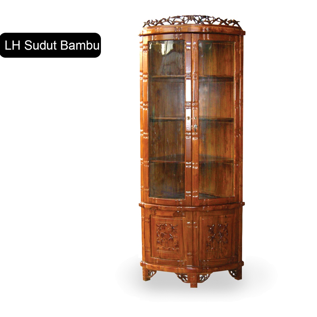 Lemari Hias Sudut Kayu Jati Jepara ~ Sudut Bambu