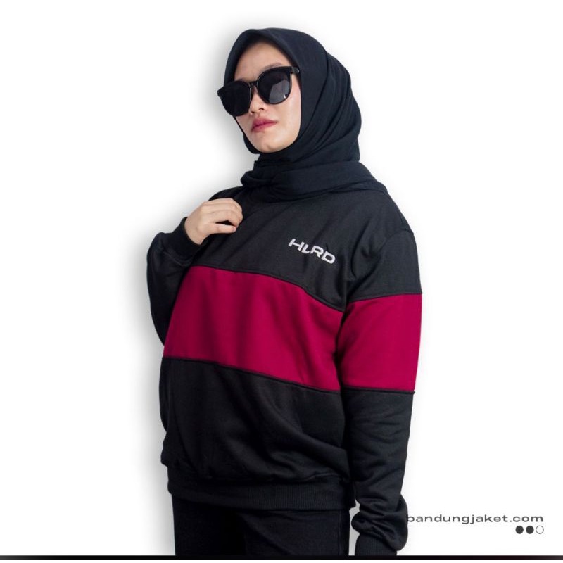 SWEATER CREWNECK DISTRO HITAM MERAH MODEL KEKINIAN KEREN MURAH