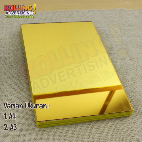Acrylic Gold Mirror / Akrilik Kaca Emas, bahan lembaran A4 / A3