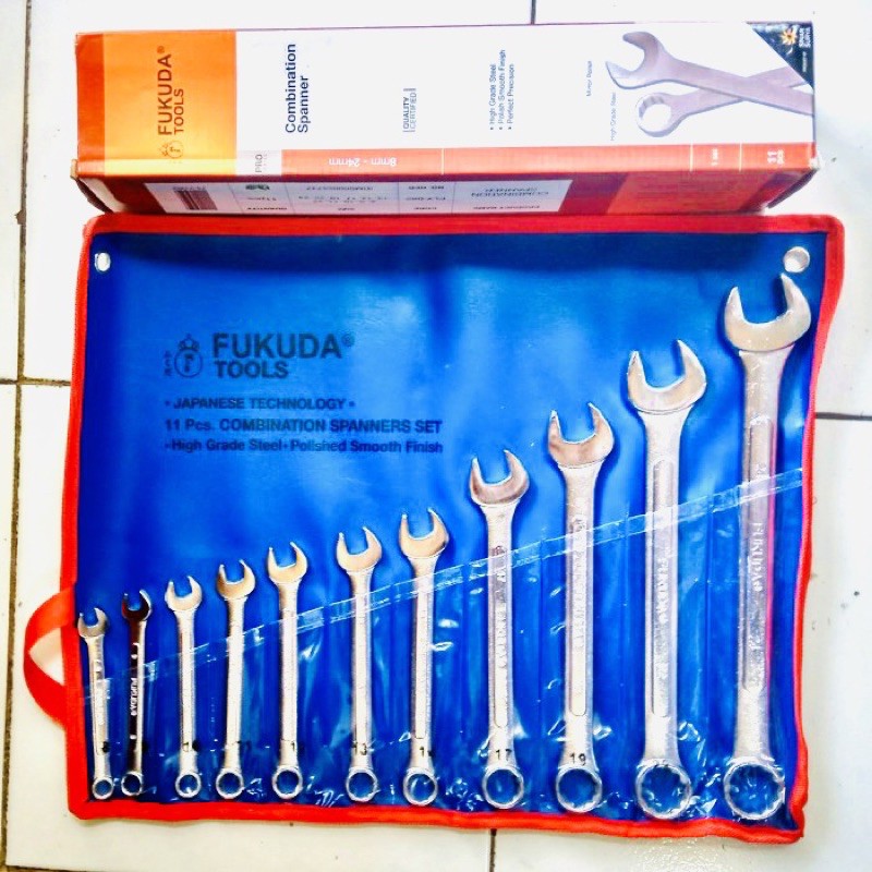 Kunci Ring Pas Set 11 pcs 8 - 24 mm Fukuda Tools Termurah 8 mm sampai 24 mm 8-24mm