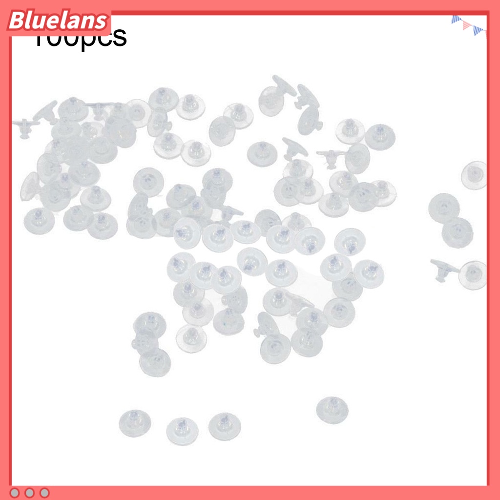 Bluelans 100Pcs Transparent Silicone Earring Stopper Posts Safety Back Nuts Findings