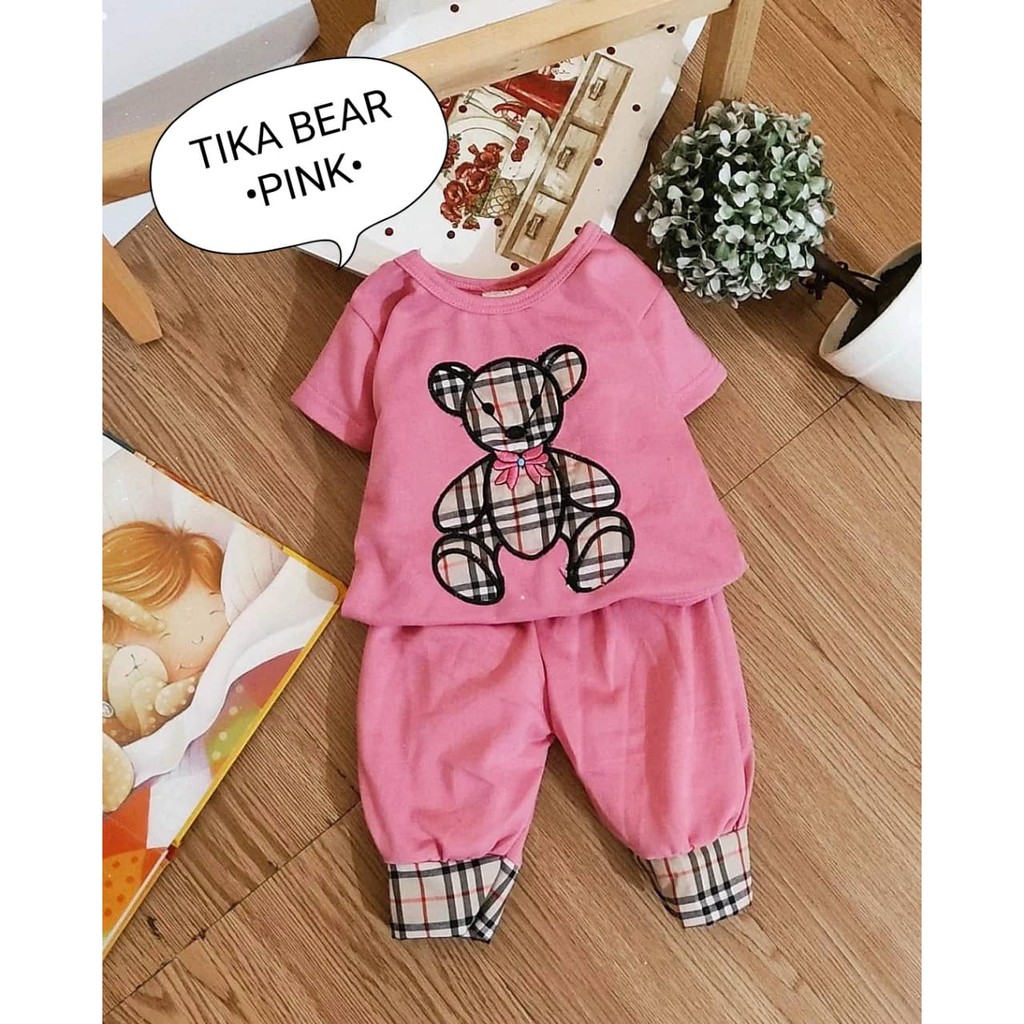 Klik Mds Setelan Baju Anak Bayi Perempuan Tika Bear Hanya Satu Ukuran Usia 2-9 Bulan