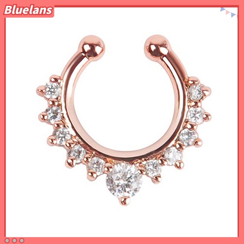 Bluelans 1 Pc U-shape Non Piercing Fake Clip On Septum Clicker Nose Ear Lip Ring Hoop