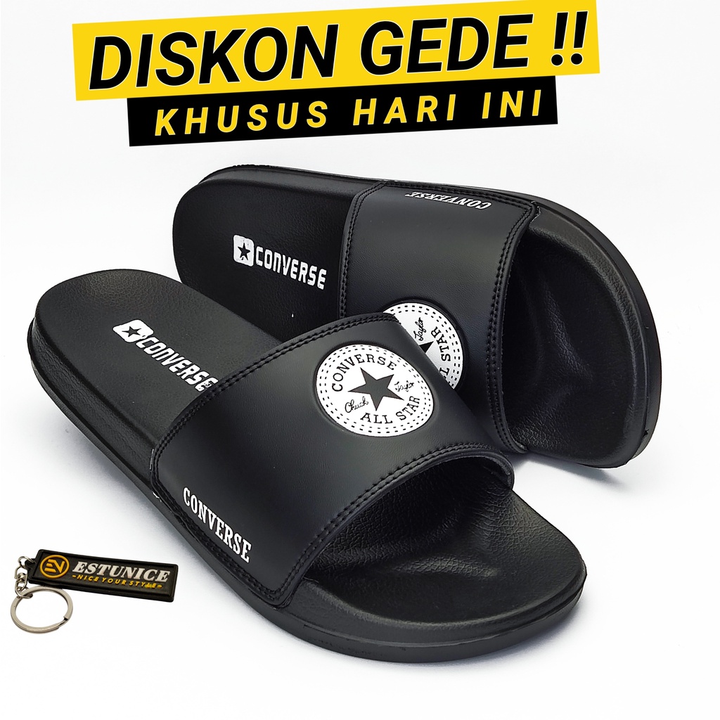 Sandal Sendal Slop Selop Slip On Slide Pria Wanita Cowok Cewek Laki Laki Casual Kekinian Murah CP-Converse