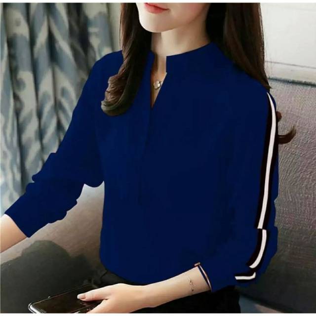 Fourfashion BLOUSE LUNAYA / BLOUSE ELVINA LIST TANGAN WANITA