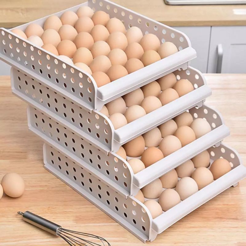 Rak Telur Bertingkat Egg Box Drawer Kotak Penyimpanan Rak Telur Bertingkat Egg Box Drawer Kotak Penyimpanan