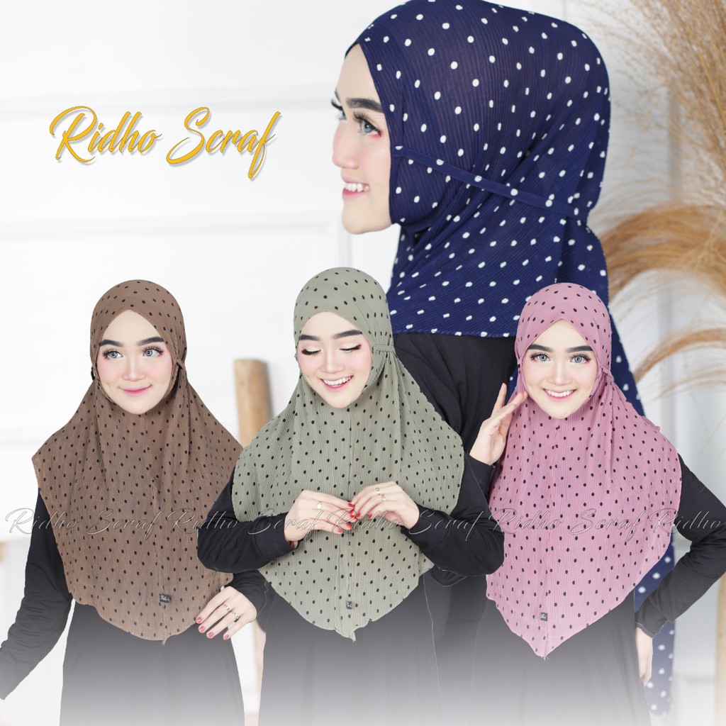BERGO MARYAM PLISKET POLKADOT KECIL TALI BELAKANG | HIJAB INSTAN MODEL TERBARU