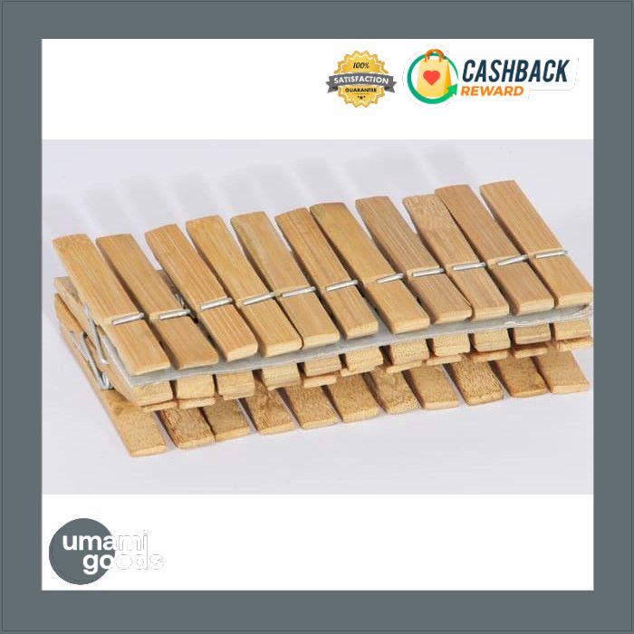 NATURAL BAMBOO PEG / JEPITAN JEMURAN BAMBU 20pcs / JEPIT BAJU MURAH
