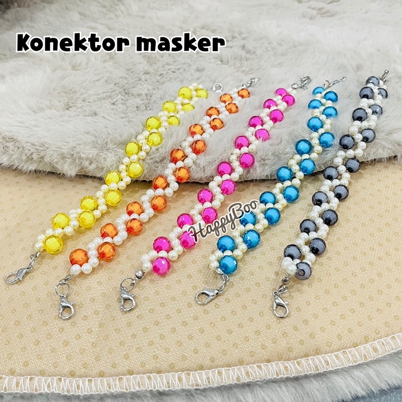 konektor masker hijab permata mutiara manik warna connector mask strap masker penyambung tali masker