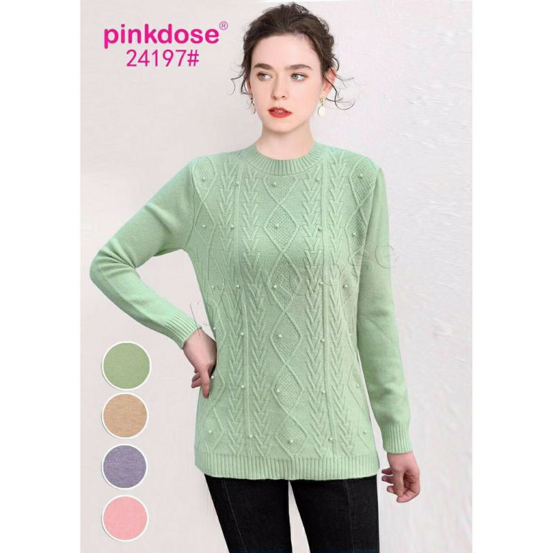 SWEATER RAJUT IMPORT WANITA ATASAN RAJUT 24197 PINKDOSE