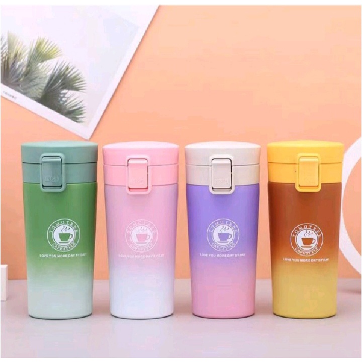 Termos Coffee Mug 380ml Warna Gradasi Tumbler Kecil Mini StainlesSteel Vakum - Botol minum Viral Design Terbaru Kekinian Berkualitas Thermos Kopi Teh Tahan Lama Untuk Penyimpanan Tahan Air Panas Dan Dingin