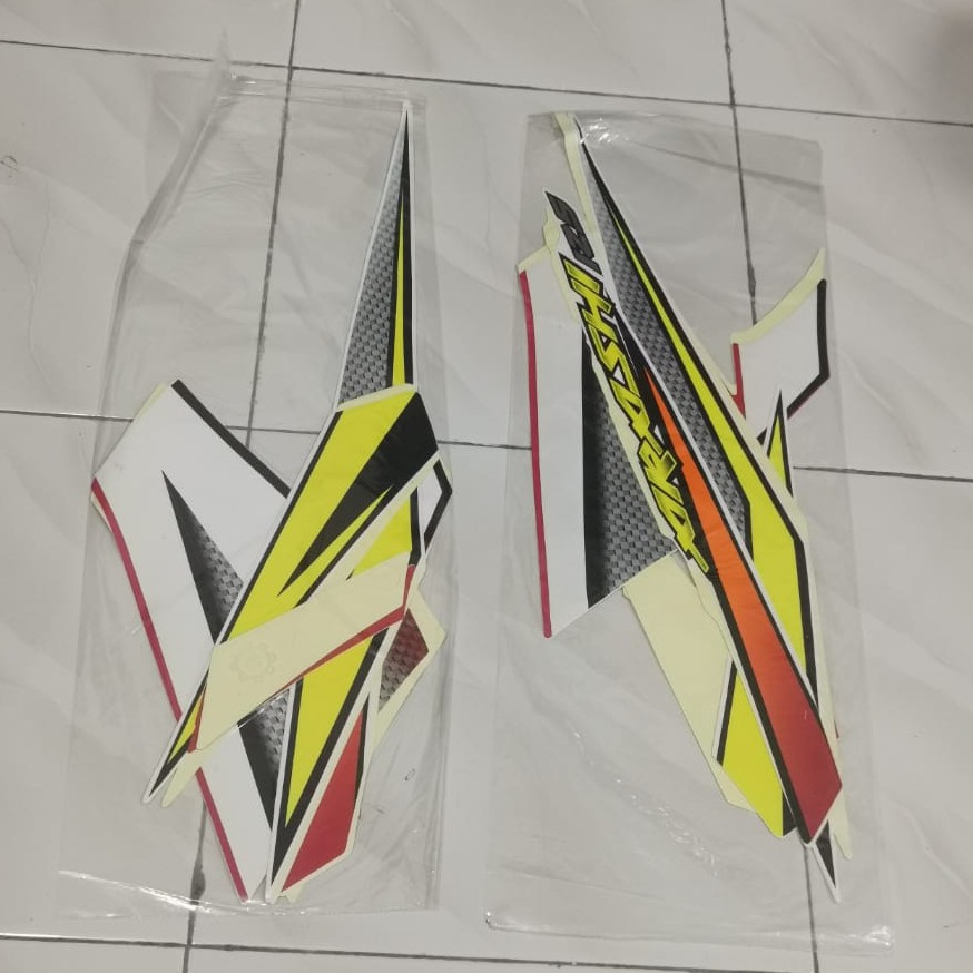 Stiker Bodi Lis Body Striping Arashi Putih Kuning