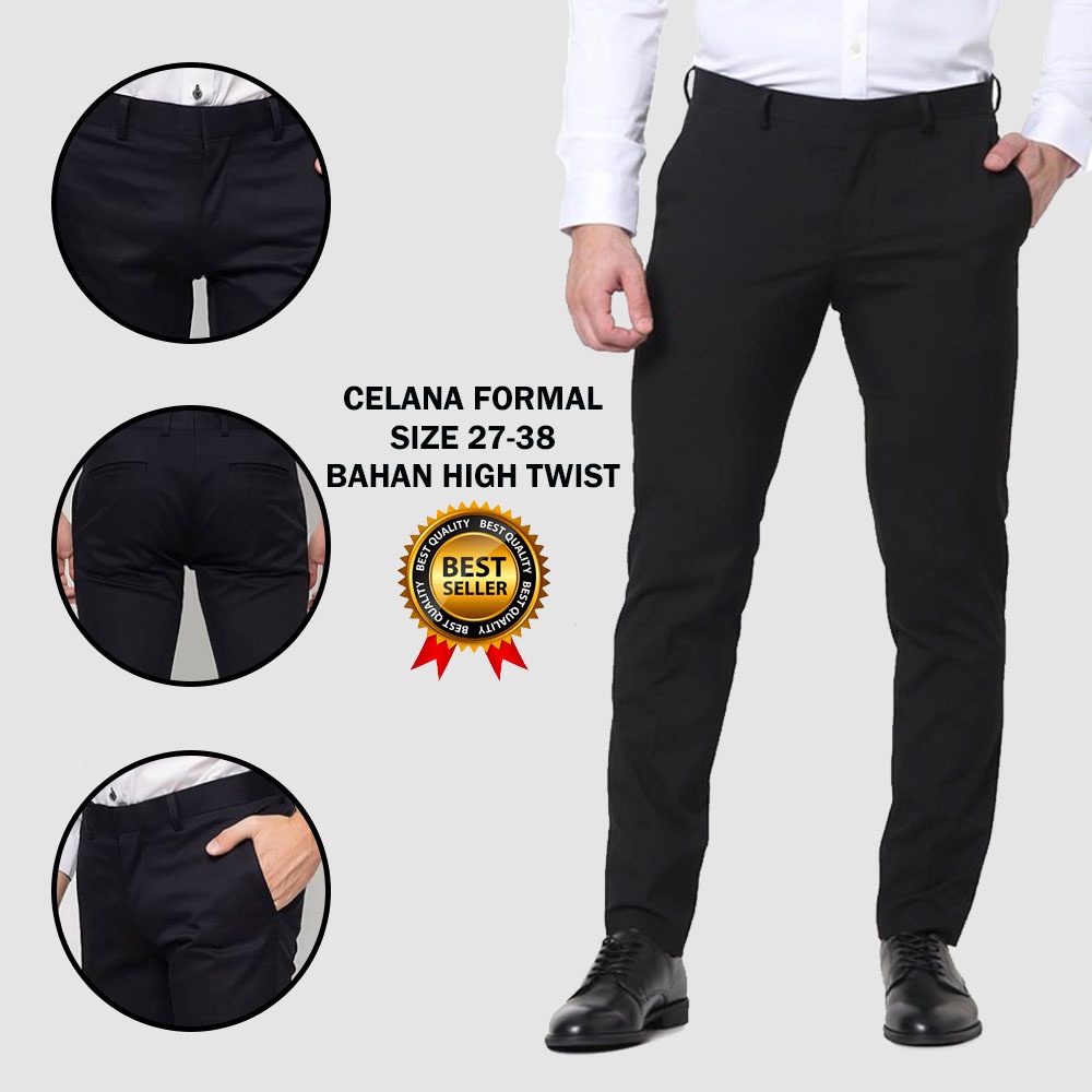 CELANA KANTOR FORMAL KERJA BAHAN KAIN PRIA SLIM FIT | BAHAN HIGH TWIST SUPER