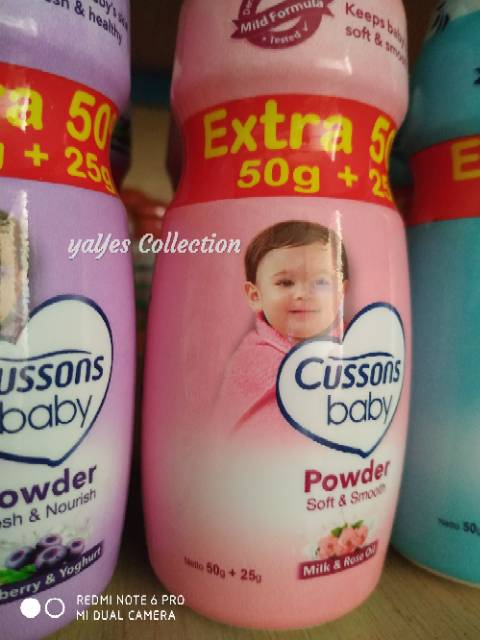 Cussons baby powder 300g = 200g + 100g extra soft fresh pink biru ungu kuning bedak serbuk tabur bayi