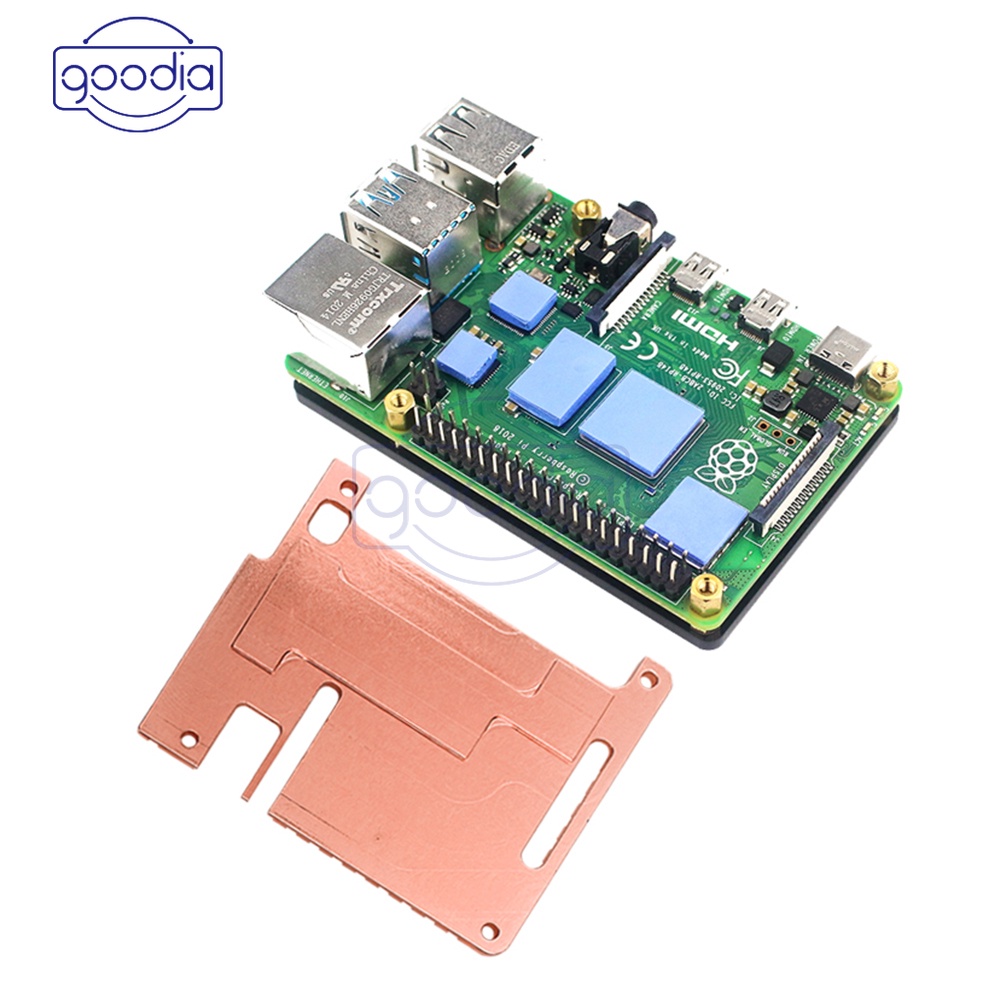 Casing Radiator Heat Sink Raspberry Pi 4b Bahan Tembaga Murni Dengan Alat Instalasi