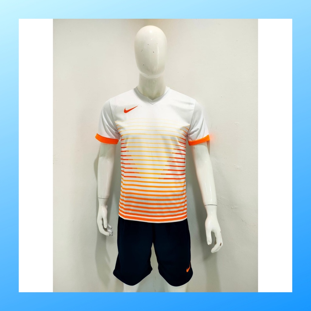 jersey futsal pria kaos sepak bola baju dan celana setelan wanita dewasa t-shirt outfit seragam jarsey kostum olahraga pakaian apparel print sport jersy soccer casual jersi suit NK158 putih