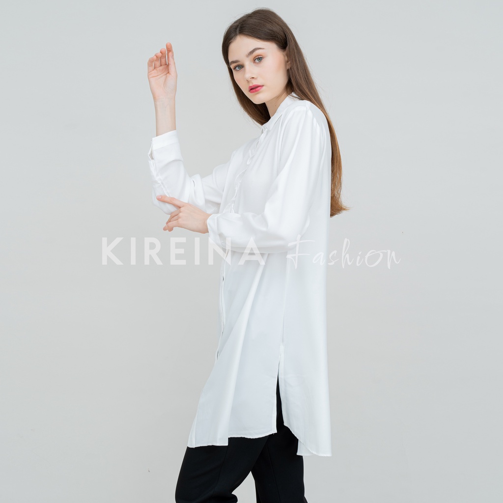 Kemeja Tunik Rempel Kemeja Long Tunik Wanita Kemeja Kerja Wanita Moscrape | Kireina Fashion