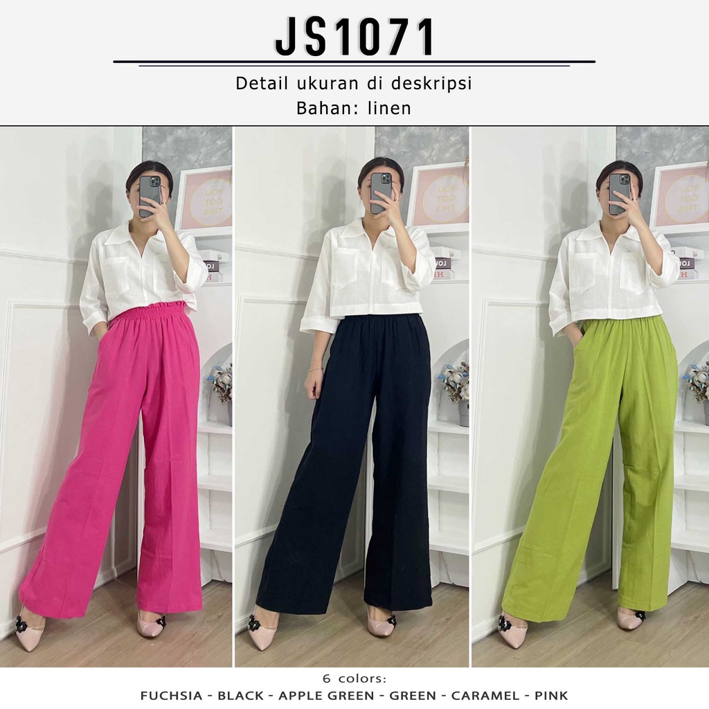 JS1071 Kira Linen Set | Setelan Linen Kulot Panjang