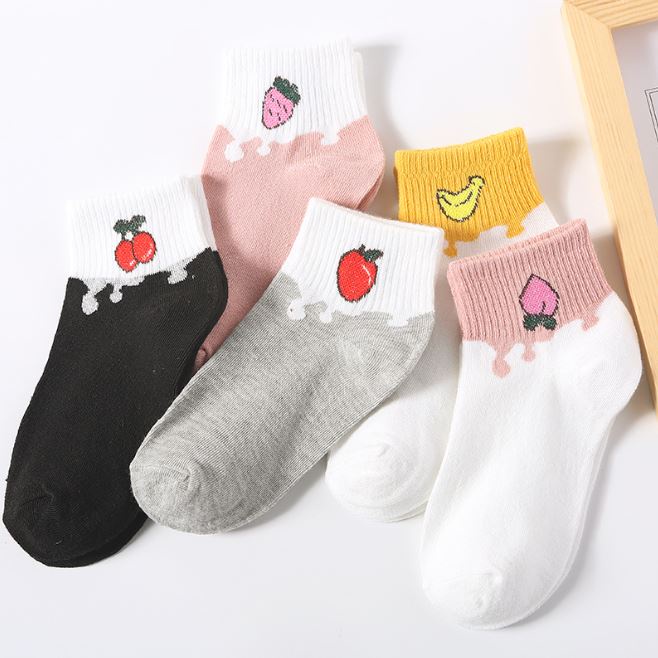 DF KK202 Kaos Kaki Wanita Motif Buah Kaos Kaki Karakter Unisex Tinggi Cute Socks Fruit Korean
