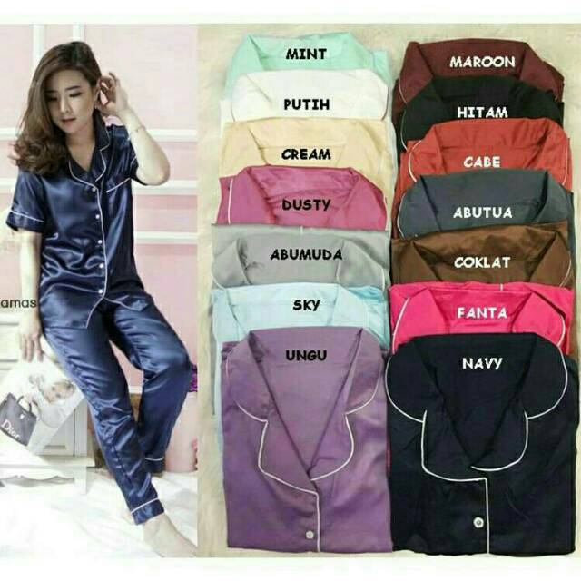 Piyama Satin CP / Panjamas Satin / Baju Tidur / Baju Tidur Wanita
