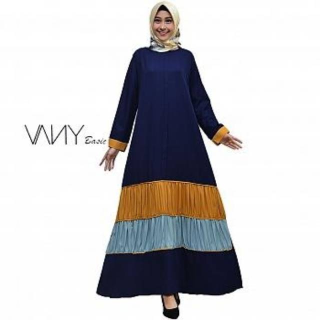 Nadia Navi Maxi Gamis Jumbo Dress Panjang Muslim Hijab
