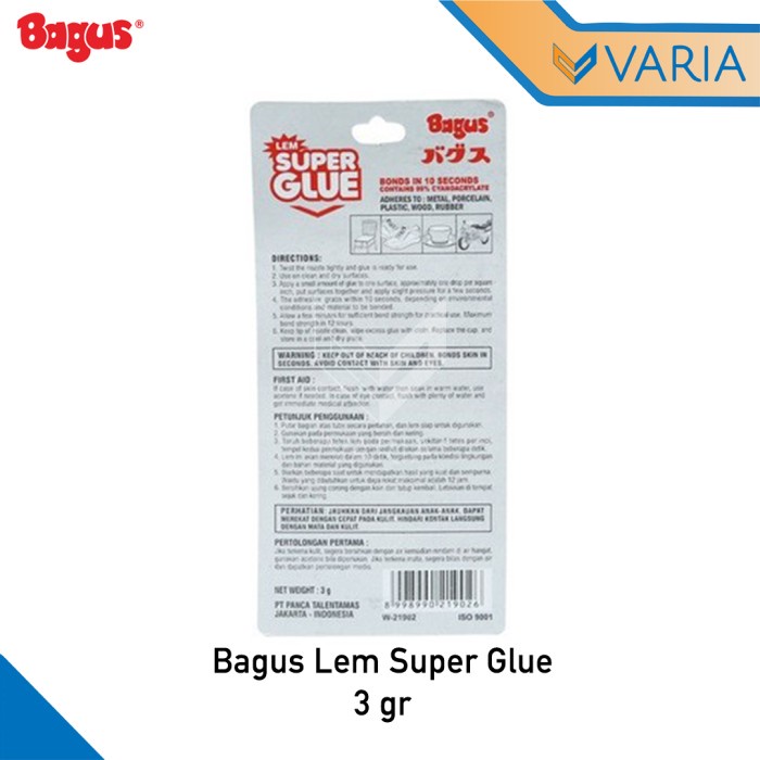 Bagus Super Glue 3 gr Lem Cair Perekat Serba Guna Plastik Karet Kayu