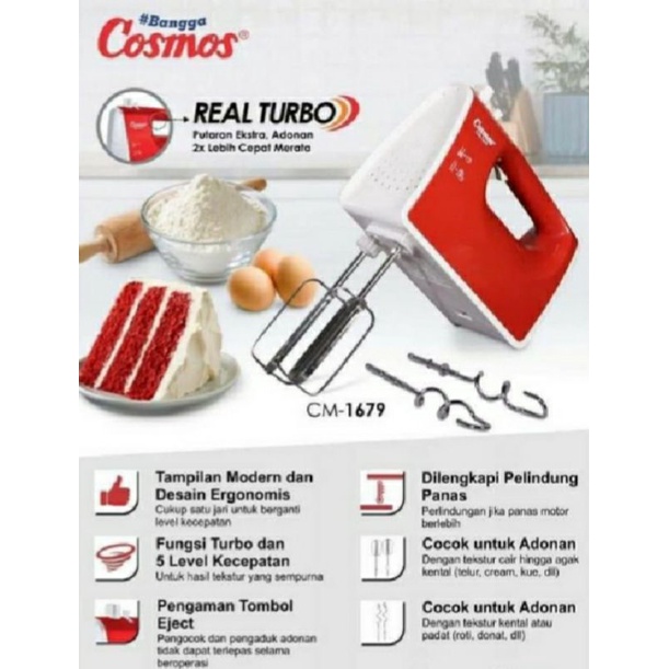 Mixer Hand Cosmos CM-1679 ORIGINAL garansi resmi cosmos/Mixer tangan COSMOS turbo hand mixer