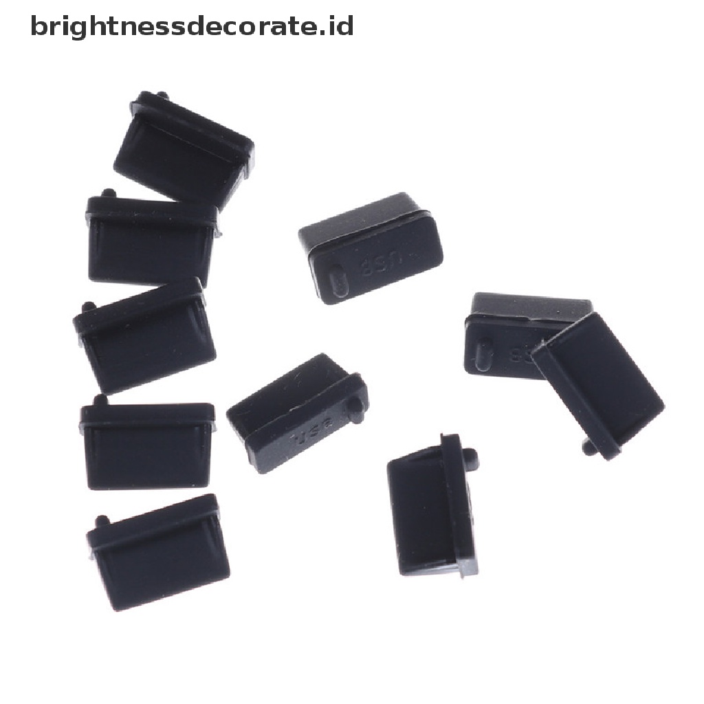 10 Pcs Plug Stopper Pelindung USB Female Tipe A Bahan Karet Warna Hitam Anti Debu