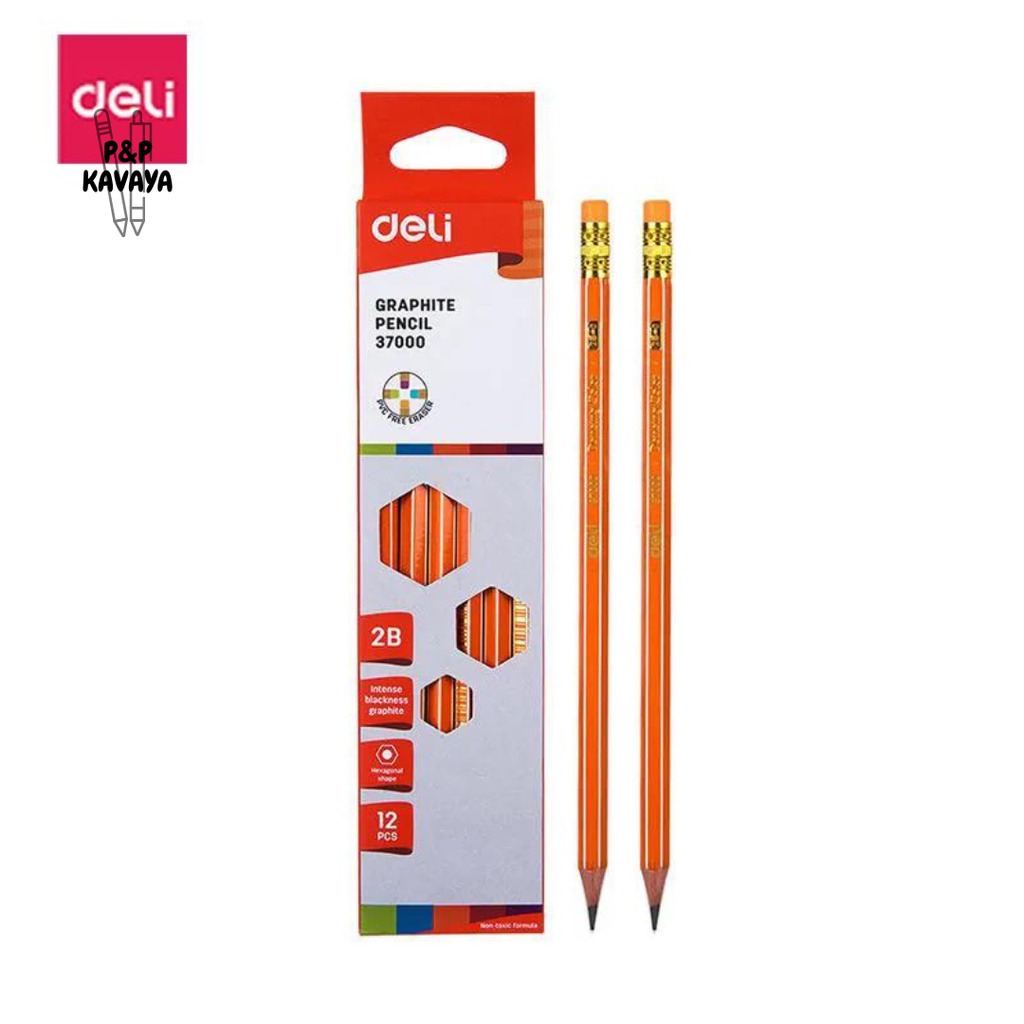 

Pensil Deli 2B with Eraser E37000 Per 1 Pcs