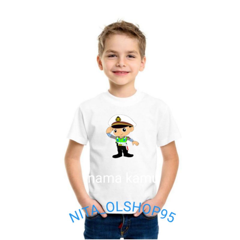 baju anak karakter / kaos anak gambar polisi