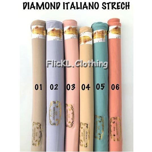 Bahan Kain Diamond Italiano Stretch Jilbab Hijab Pashmina Gamis Muslim Rollan