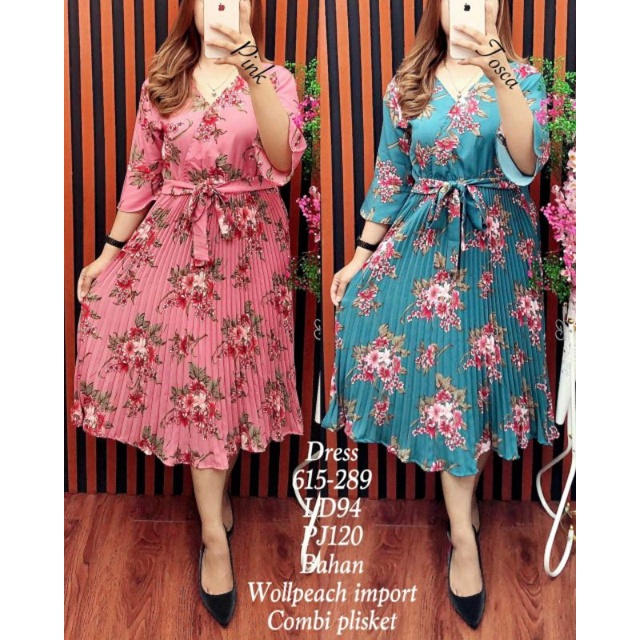 Fy 615289 Dress Wollpeach Import combi Plisket