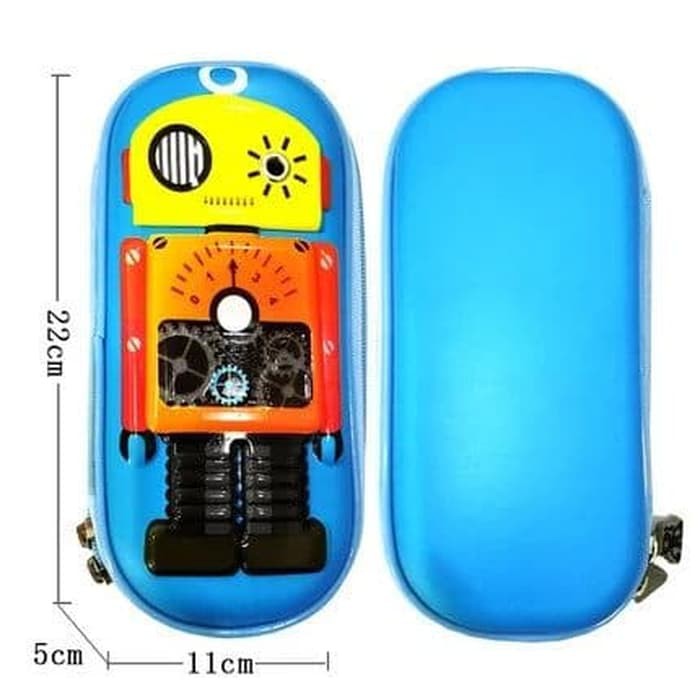 

Kotak pensil dan alat tulis Smiggle Alike EVA Hardcase Robot Series - Biru