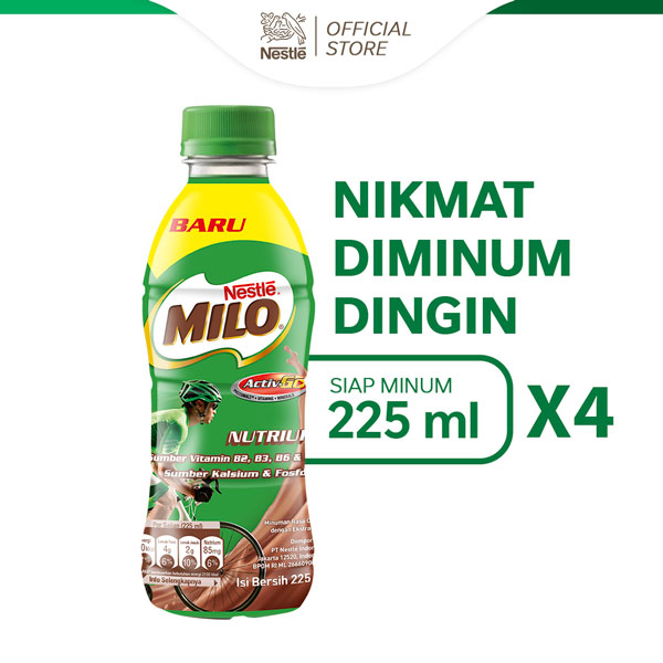 MILO Susu Coklat NUTRI UP Minuman Botol 225ml - 4 pcs