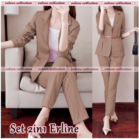 Setelan jas wanita / setelan blazer kantor wanita / Set erline 2in1 / setelan wanita korean style / 