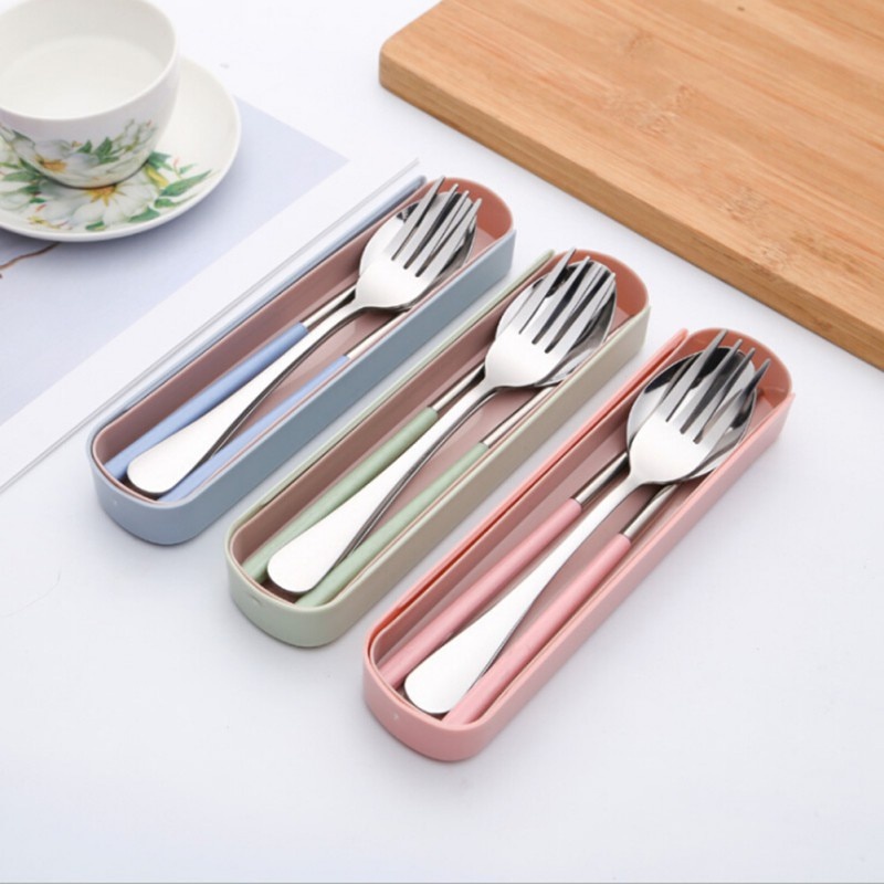 Set Sendok Garpu Sumpit Pisau Sedotan Set Alat Makan Travel Peralatan Makan Set Premium Quality Aesthetic Cutlery Set