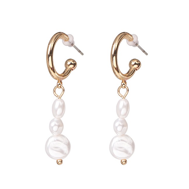 LRC Anting Tusuk Fashion Gold Pearl Earrings F59070