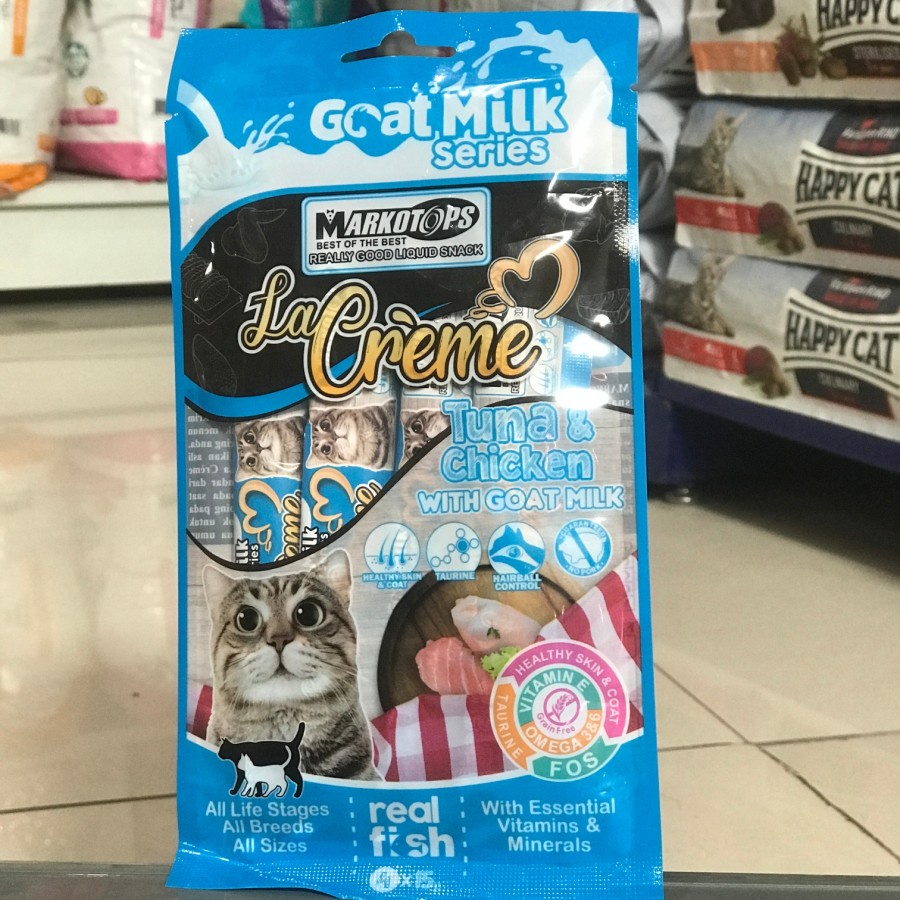 la creme markotops creamy tuna chicken snack kucing 60gr