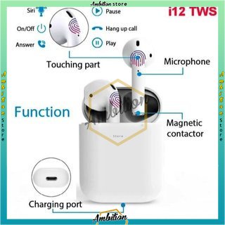 [BISA COD] Lanyard headphone Headset i12 TWS | i12 Macaron HEADSET BLUETOOTH DENGAN KOTAK PENYIMPANAN