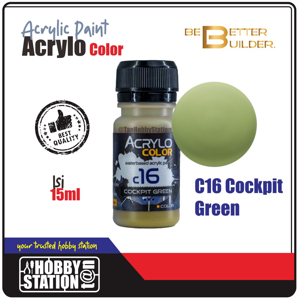 Acrylo Color COCKPIT GREEN - Gundam ModelKit Handbrush Airbrush Acrylic Repaint Airbrush