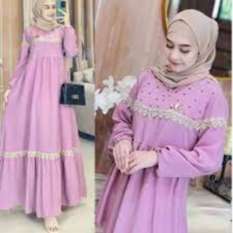 Yuhima dress renda fashion muslim remaja wanita