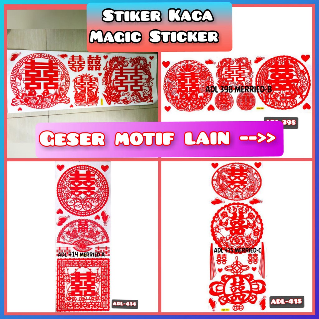 KMK MAGIC STIKER STICKER KACA KERAMIK STIKER SUANGXI IMLEK MERRIED MERID CHINESE MERIED PERNIKAHAN